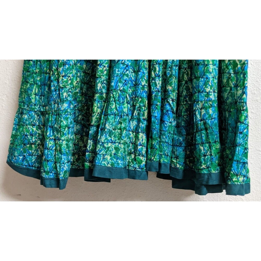 SOFT SURROUNDINGS Green/Blue Geometric Batik "Mariana" Maxi Dress Large - Picture 12 of 13